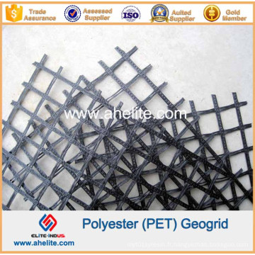 Geogrid de polyester de 100knx100kn enduit avec du PVC